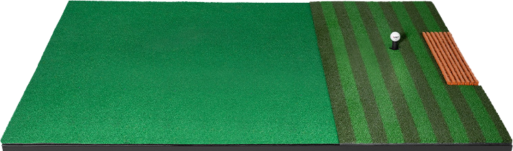Golf hitting mat with tee and hitting strip