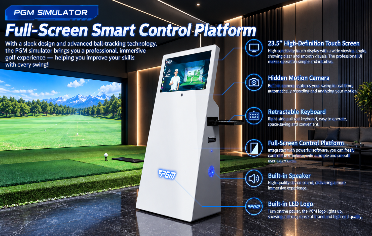 Annotated console touchscreen, camera, keyboard and speaker details
