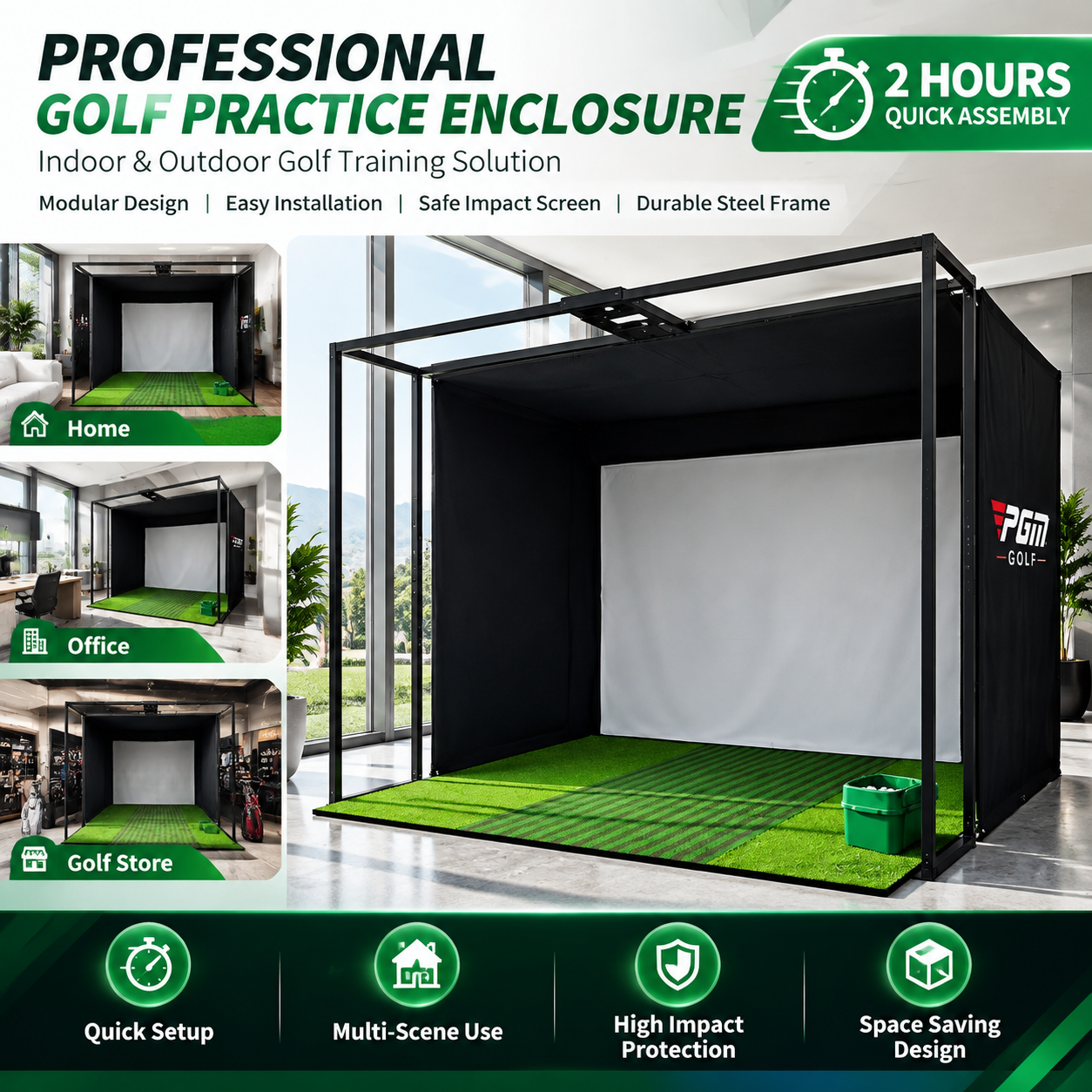 Supplied enclosure frame, screen fitting and floor assembly references